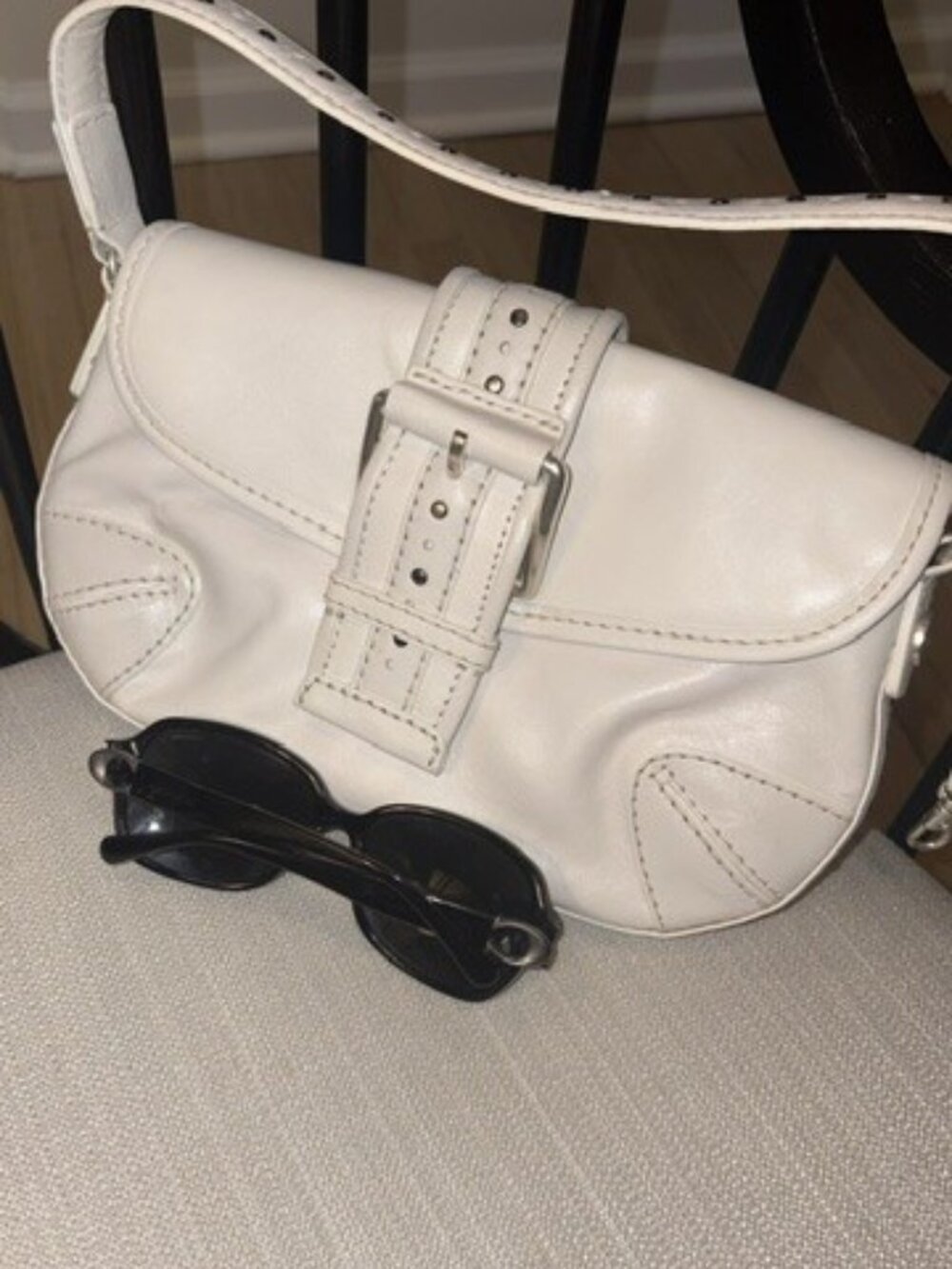 Michael Kors Vintage Y2K Cream Leather Studded Mini Shoulder Bag